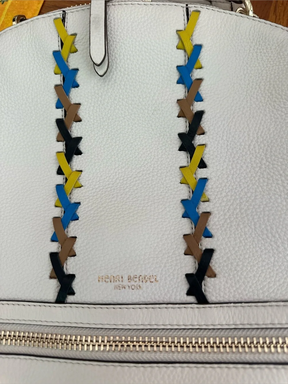Vintage Henri Bendel SoHo Large Off White with Multi Braided Straps Backpack EUC